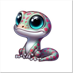 Cute Gecko Illustration Posters and Art